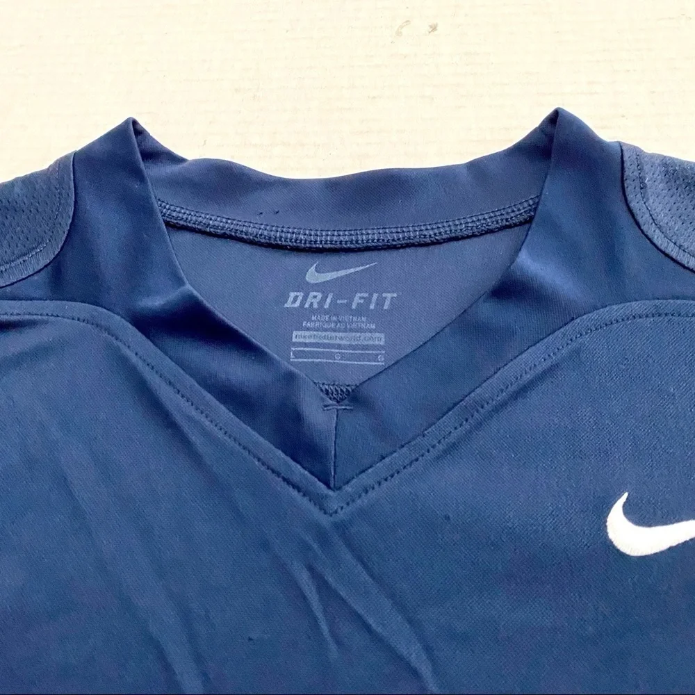 Blue White Nike Dri-Fit Team Athletic Jersey Shirt Large V-Neck Sport Jersey
